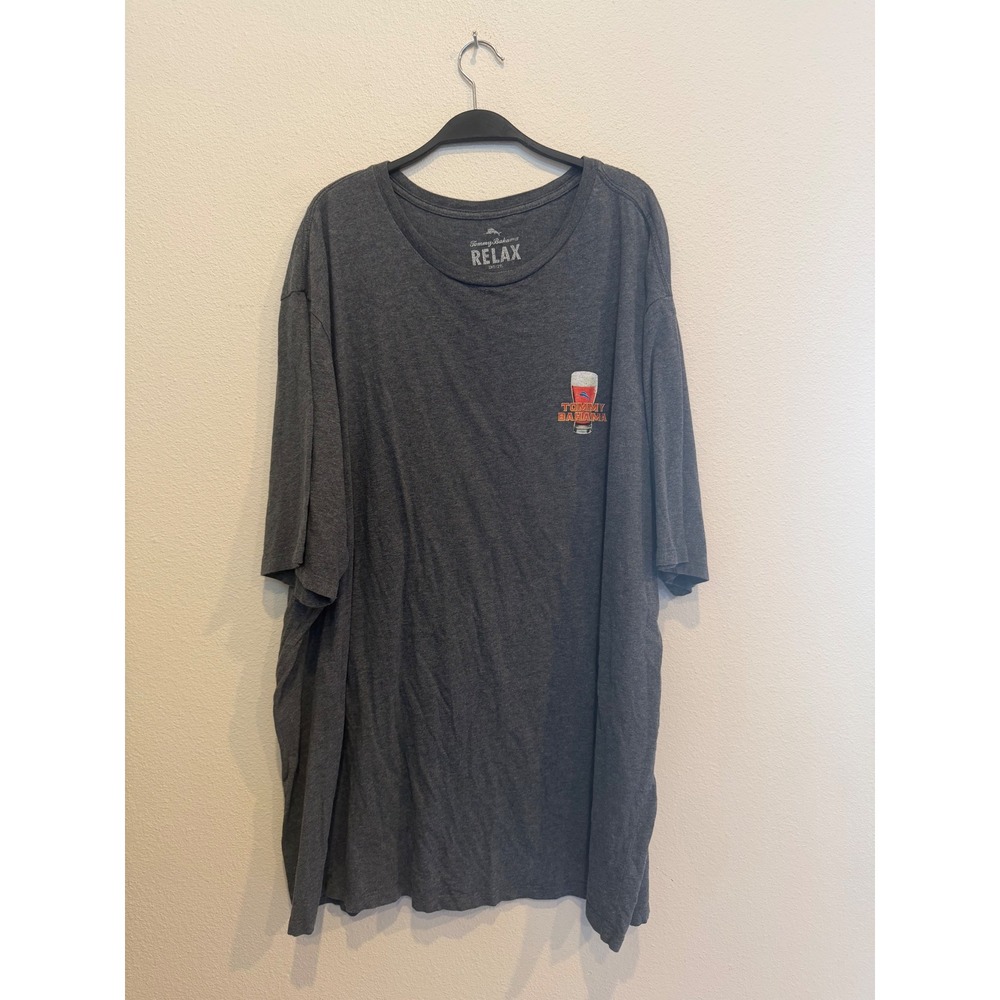 Tommy Bahama Relax Mens 2XT Grey Room With A Brew Graphic T-Shirt UPF 50 Cotton